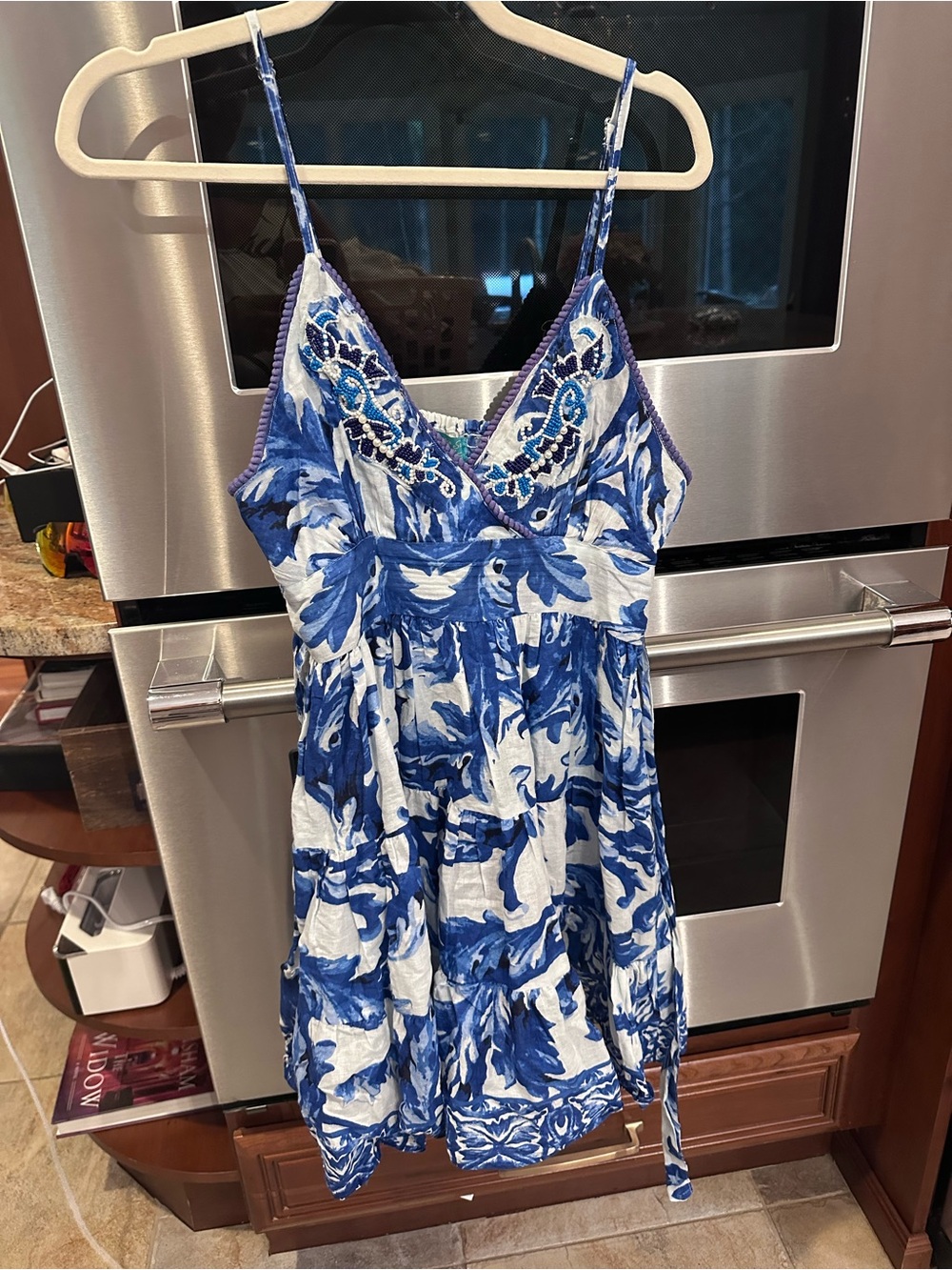 Blue & White Floral One-Piece Dress from Italy